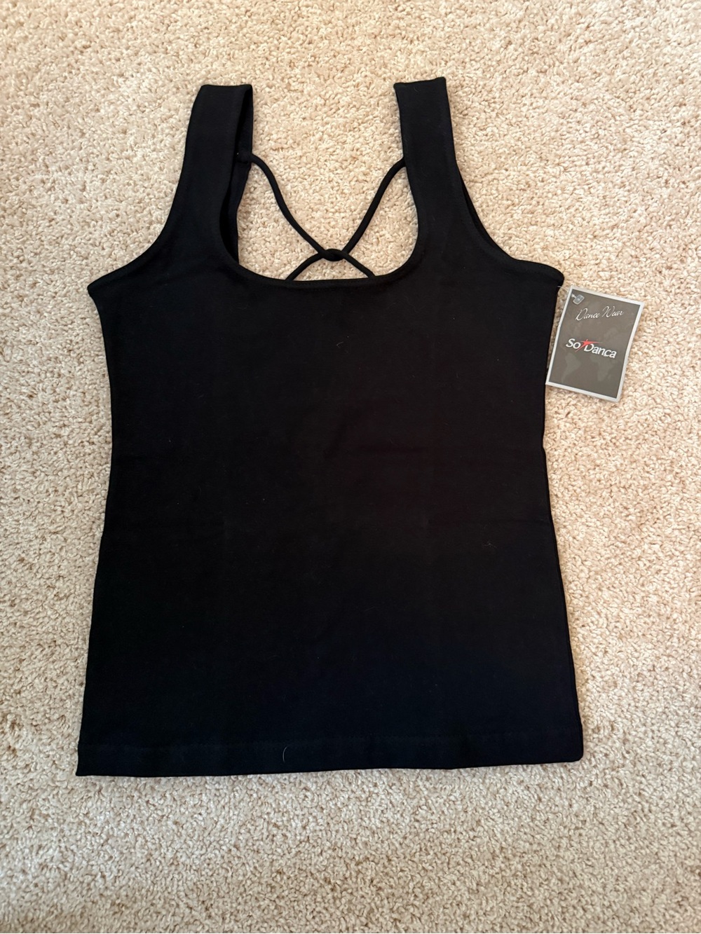 Women's Black Strappy Back Tank Top - So Danca